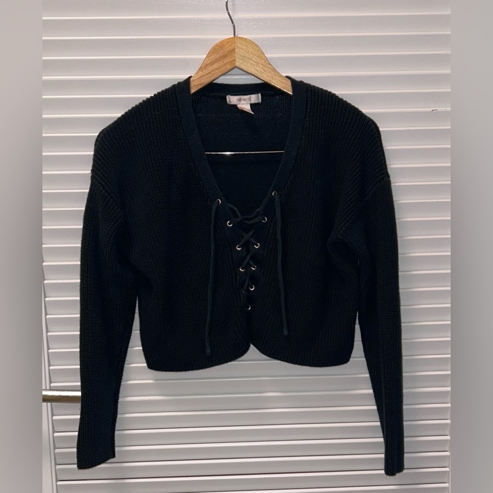 Forever 21 Green Lace-Up Cardigan